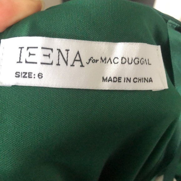 Ieena for Mac Duggal one shoulder satin gown emerald green festive  party 6 NWT - Picture 8 of 9